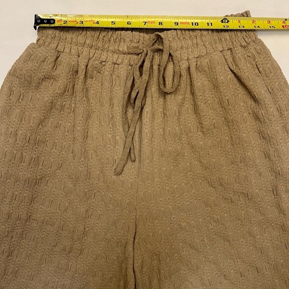 In February Beige‎ Textured Elastic Waist Wide Leg Comfy Pants Size M - Picture 7 of 12
